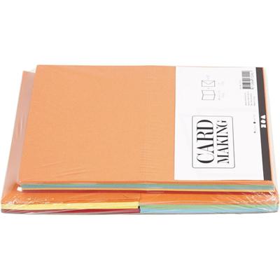 Creativ Company Kaarten en enveloppen, afmeting kaart 10,5x15 cm, afmeting envelop 11,5x16,5 cm, 110+220 gr, diverse kleuren, 50 set/ 1 doos - thumbnail