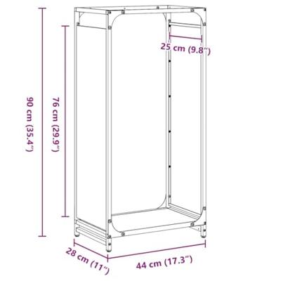 Brandhoutrek 44x28x90 cm koudgewalst staal zwart