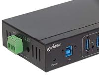 Manhattan 164405 164405 USB-hub 7 poorten USB-A USB 3.0 5 GBit/s Met metalen behuizing, Voor industriële toepassingen, Voor wandmontage Zwart - thumbnail