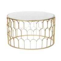 Hoofdtafel DKD Home Decor Glamour Wit Multicolour Gouden Marmer Ijzer 87 x 87 x 51,5 cm - thumbnail