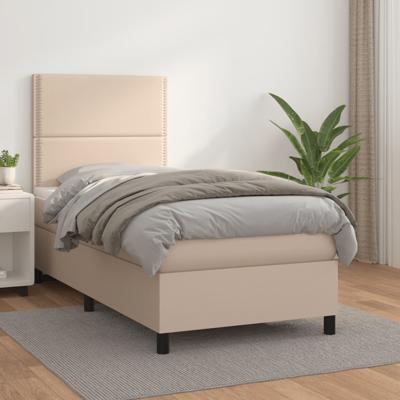 Boxspring met matras kunstleer cappuccinokleurig 90x200 cm