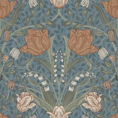 Dutch Wallcoverings Apelviken - Filippa Blue/Blush - Blauw/Beige