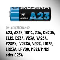 ABSINA 8X batterij A23 voor garagedeuropeners en meer - 23A 12V alkalische batterij lekvrij & met lange houdbaarheid - A23S 12V batterij, 12V 23A batterij, L1028 23A 12V batterij, V23GA - thumbnail