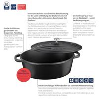 Braadpan Gietijzer Ovaal Zwart, 33 cm x 26 cm- Kela | Calido - thumbnail