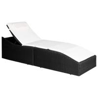 Ligbed met kussen poly rattan zwart - thumbnail