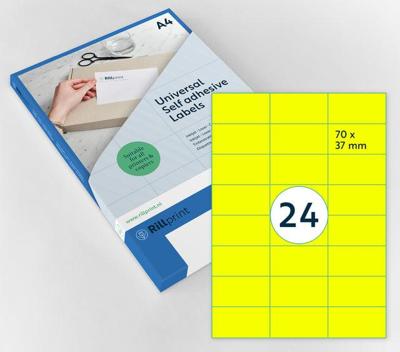 Etiket rillprint 70x37mm fluorgeel 2400 etiketten Etiket rillprint 70x37mm fluorgeel 2400 etiketten