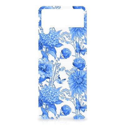 TPU Case voor Samsung Galaxy Z Flip 4 Flowers Blue
