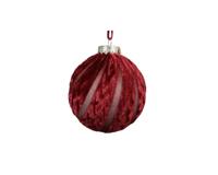 Kerstbal 8 cm ossenbloed smalle streep boog - thumbnail