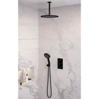 Inbouw Regendouche Set Brauer Black Edition Plafond Uitloop Ronde Hoofddouche 30 cm Met Glijstang en Handdouche 3 Standen Mat Zwart Brauer - thumbnail