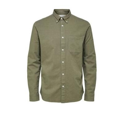 SELECTED HOMME regular fit overhemd Rick met biologisch katoen olijfgroen SELECTED HOMME regular fit overhemd Rick met biologisch katoen olijfgroen