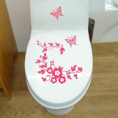 10 stuks Butterfly bloem Vine badkamer muur stickers Home Decoratie wallpaper muur stickers voor toilet decoratieve sticker (magenta)
