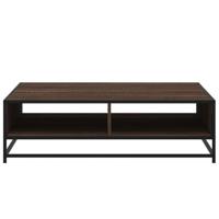 Salontafel 100x100x30 cm bewerkt hout en metaal bruin eiken - thumbnail