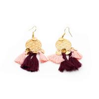 Bohemian Flower of Life Dromenvanger Oorbellen - Roze - thumbnail