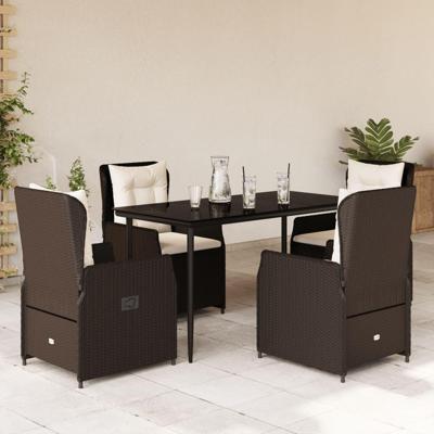 5-delige Tuinset met kussens poly rattan bruin