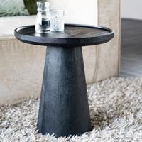 Eleonora Ronde Bijzettafel 'Ron' Mangohout, kleur Zwart, 46cm - thumbnail