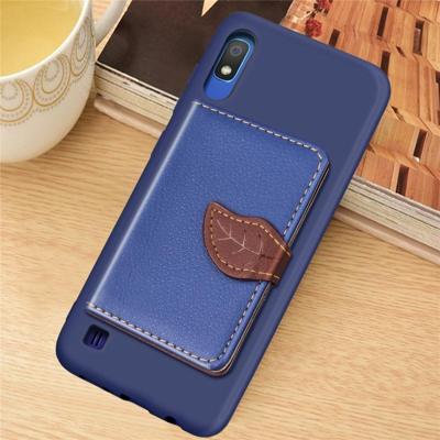 Litchi patroon kaart tas portemonnee beugel + TPU telefoon geval met kaartsleuf portemonnee beugel functie voor Galaxy A10 (blauw) Litchi patroon kaart tas portemonnee beugel + TPU telefoon geval met kaartsleuf portemonnee beugel functie voor Galaxy A10 (blauw)