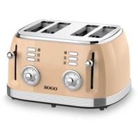 SOGO Human Technology Broodrooster voor 4 sneden Controlelampje, Toastfunctie Beige, Metallic - thumbnail