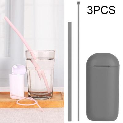 3 PCS Portable Opvouwbare opvouwbare opvouwbare siliconen drinken stro buiten huishoudelijke drinktool strogrootte: 230x8mm Sytle:Straight Straw (Gr