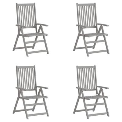 Tuinstoelen 4 st verstelbaar massief acaciahout grijs
