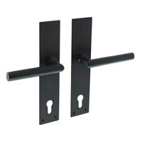 Deurkruk Jura recht Hoek 90° met schild 250x55x2mm profielcilindergat 110mm zwart - thumbnail