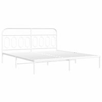 Bedframe met hoofdbord metaal wit 193x203 cm - thumbnail