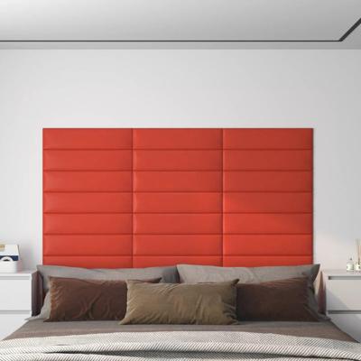 VidaXL Wandpanelen 12 st 1,08 m² 60x15 cm kunstleer rood