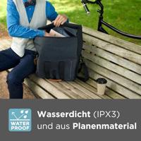 Basil urban dry shopper - waterdichte fietsshopper, vegan leather details, verstelbare sluiting, reflectie, mat zwart - thumbnail