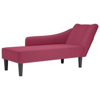 Chaise longue met rechterarmleuning fluweel wijnrood - thumbnail