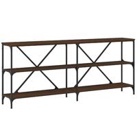 Wandtafel 180x30x75 cm bewerkt hout en ijzer bruin eikenkleur - thumbnail