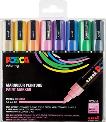 Paintmarker uni posca pc5m m 8st pastel kleuren Paintmarker uni posca pc5m m 8st pastel kleuren