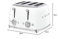 Smeg TSF03WHEU broodrooster 4x4, wit - thumbnail