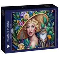 The Woman and the Cat Puzzel 1000 Stukjes - thumbnail