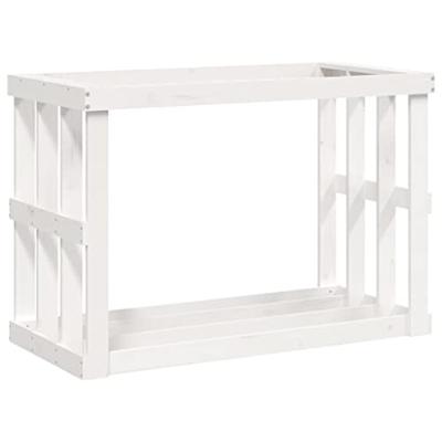Houtblokhouder 108x52x74 cm massief grenenhout wit