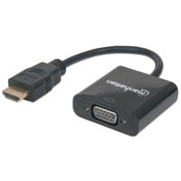 Manhattan 151467 HDMI / VGA Adapter [1x HDMI-stekker - 1x VGA-bus] Zwart 0.26 m - thumbnail