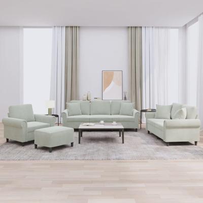 4-delige Loungeset met kussens fluweel lichtgrijs