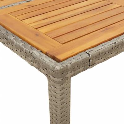Tuintafel met acaciahouten blad 90x90x75 cm poly rattan grijs - thumbnail