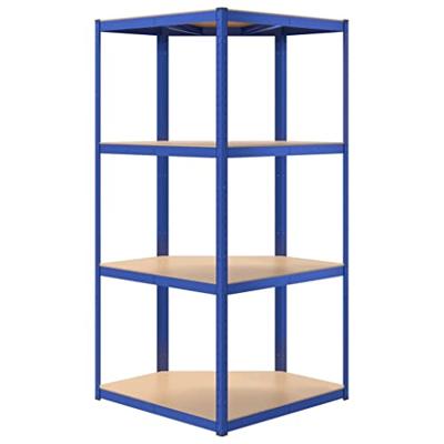 Hoekrek 4-laags staal en bewerkt hout blauw - thumbnail
