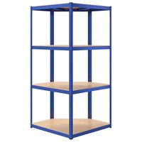 Hoekrek 4-laags staal en bewerkt hout blauw - thumbnail