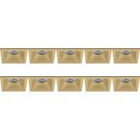 Spot Armatuur 10 Pack - Pragmi Pollon Pro - GU10 Inbouwspot - Vierkant - Goud - Aluminium - Verdiept - 82mm - thumbnail