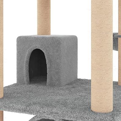 Kattenmeubel met sisal krabpalen 141 cm lichtgrijs - thumbnail
