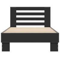 Bedframe bewerkt hout en metaal zwart 75x190 cm - thumbnail