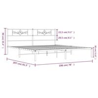 Bedframe met hoofdbord metaal zwart 193x203 cm - thumbnail