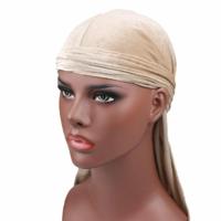 Fluweel tulband cap lange staart piraat Hat chemotherapie Cap (beige) - thumbnail