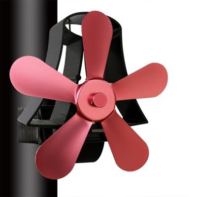 YL-106 5-Blade hoge temperatuur aluminium warmte aangedreven open haard kachel fan (Rose rood)