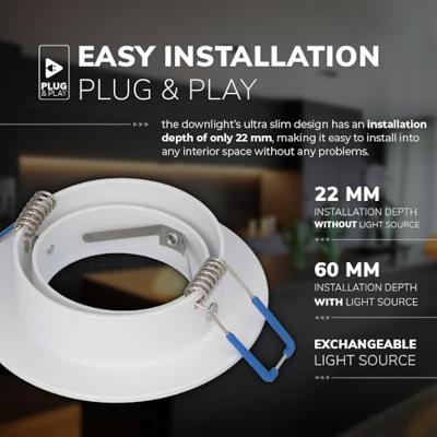Set van 6 Pittsburg LED inbouwspots - GU10 4 Watt 345 lumen - 2700K Warm wit - Dimbaar - Rond - Kantelbaar - IP20 Voor binnen - Wit Set van 6 Pittsburg LED inbouwspots - GU10 4 Watt 345 lumen - 2700K Warm wit - Dimbaar - Rond - Kantelbaar - IP20 Voor binnen - Wit