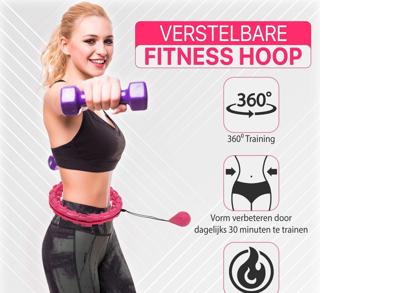 Niceey Fitness Hoelahoep met Gewicht 24 Schakels - Verstelbaar tot 150 cm - Roze