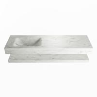 MONDIAZ ALAN-DLUX 150cm planchet Opalo. Vrijhangende wastafel CLOUD links 1 kraangat, kleur Opalo. - thumbnail