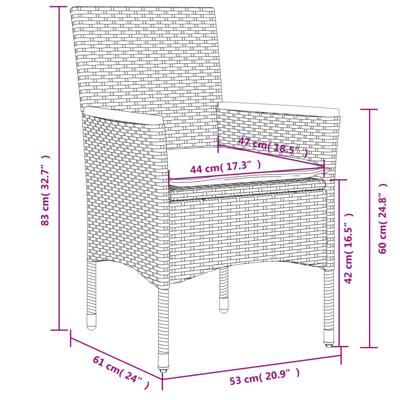 3-delige Tuinset met kussens poly rattan en glas beige - thumbnail