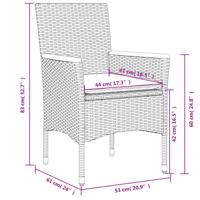3-delige Tuinset met kussens poly rattan en acaciahout beige - thumbnail
