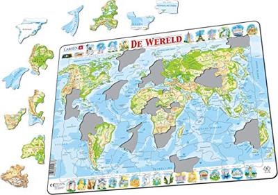 Selecta Larsen legpuzzel kaart wereld - geografisch, 80st.